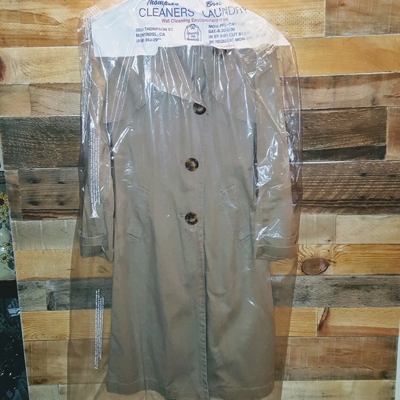 DKNY VINTAGE LONG TAN TRENCH COAT - Picture 3 of 8